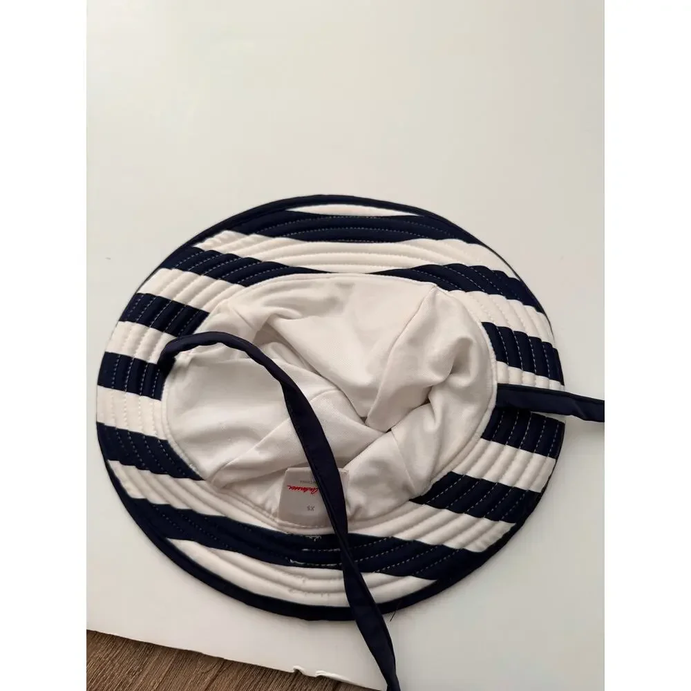 Hanna Andersson Navy & White Striped Sun Hat with Chin Ties